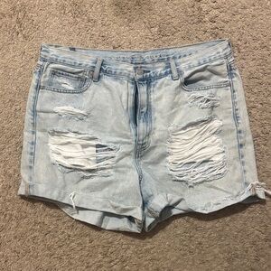 American Eagle Outfitters Light Blue Ripped Jean Shorts